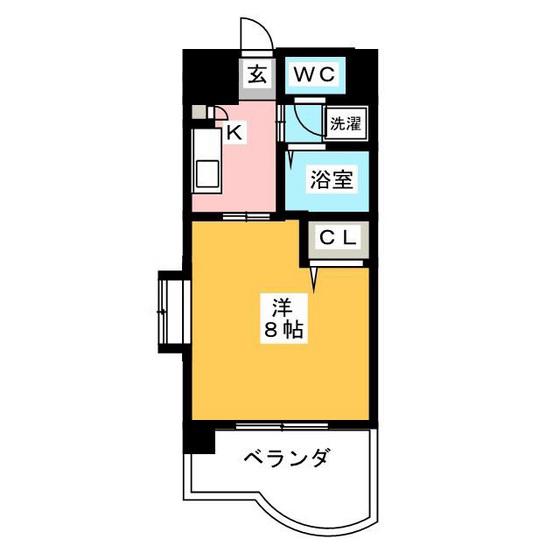 BRILLIANT36(1K/6階)の間取り写真