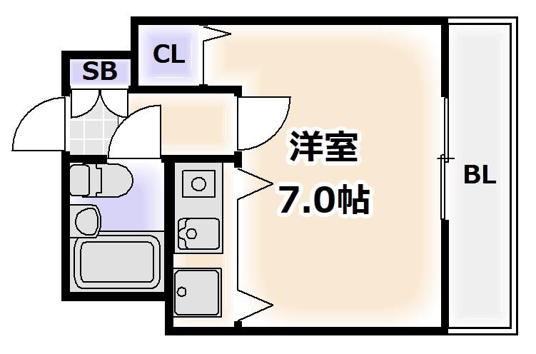 ウエステージ夕陽ヶ丘(ワンルーム/11階)の間取り写真