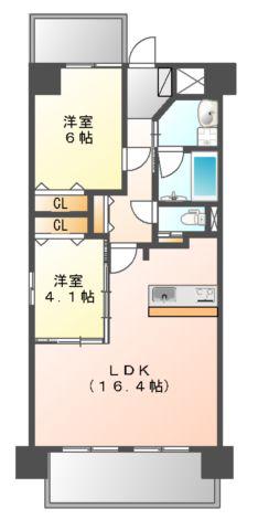 ロイヤルカーサ江坂東(2LDK/6階)の間取り写真