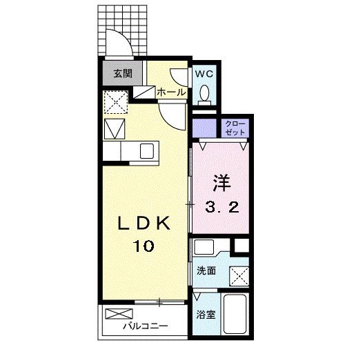 ラフィナート飯泉(1LDK/1階)の間取り写真