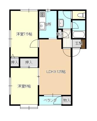 ホワイトベースB(2LDK/2階)の間取り写真