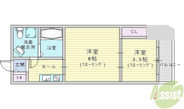 URBAN FLATS江坂(1LDK/11階)の間取り写真
