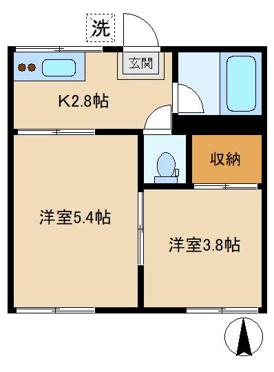 グリーンハイツ笹塚(2K/1階)の間取り写真