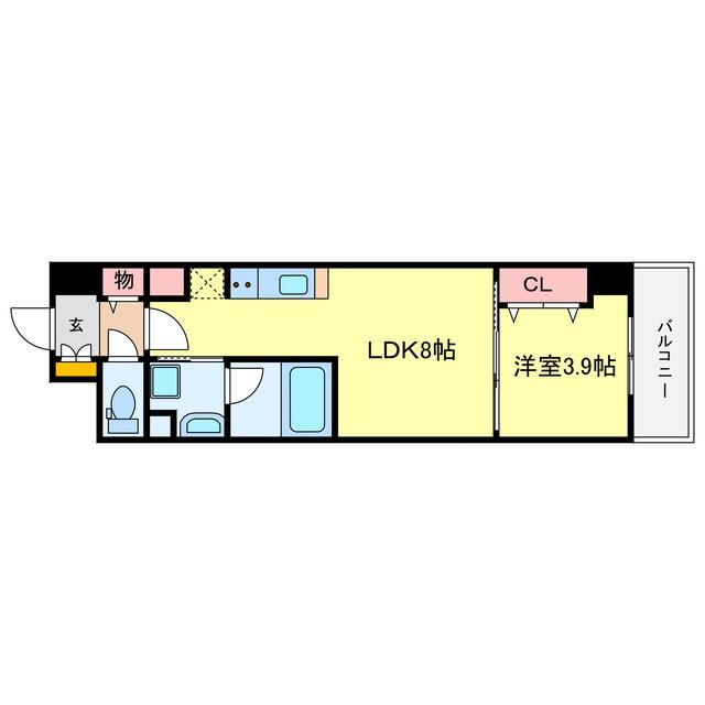 アーバネックス西本町(1LDK/13階)の間取り写真