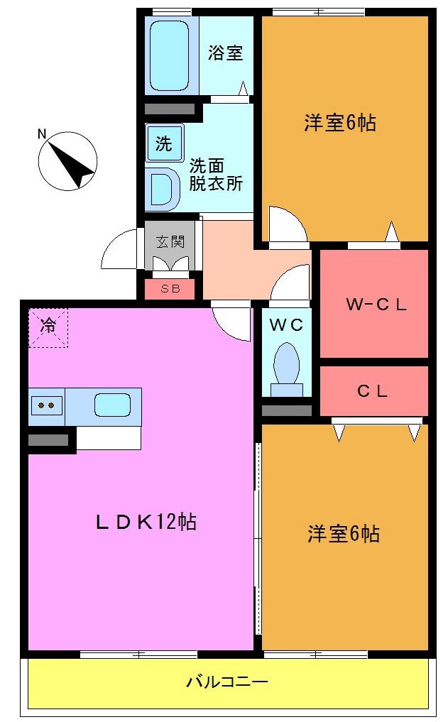 ヴェルドミール本八幡(2LDK/2階)の間取り写真