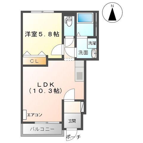 サザンライト(1LDK/1階)の間取り写真