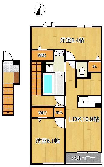 ロータス水巻3(2LDK/2階)の間取り写真