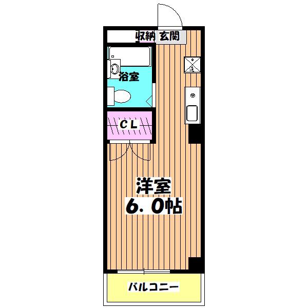 セシーズ府中(ワンルーム/3階)の間取り写真