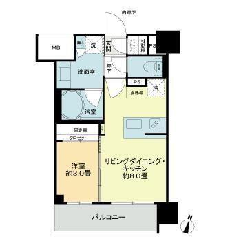 デュオヒルズ仙台一番町一丁目(1LDK/13階)の間取り写真