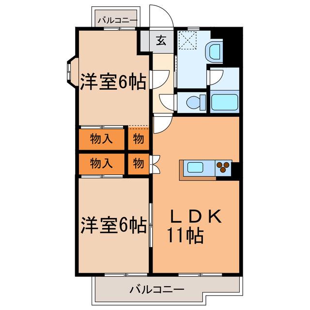 セラヴィ(2LDK/2階)の間取り写真