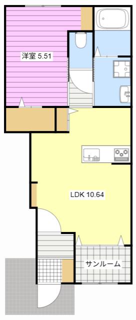 AFC RESIDENCE 磐田中泉(1LDK/1階)の間取り写真