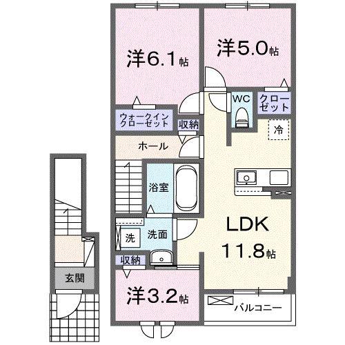 スカイ・ヒル(3LDK/2階)の間取り写真