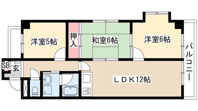 ディアコート池下(3LDK/3階)の間取り写真