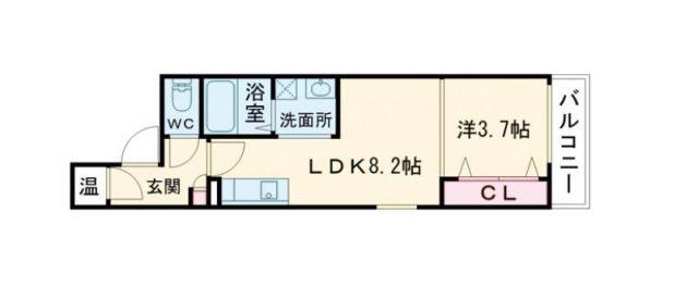 F ASECIAディオーネ徳庵(1LDK/2階)の間取り写真