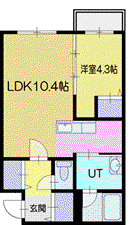 ポルトボヌール(1LDK/4階)の間取り写真