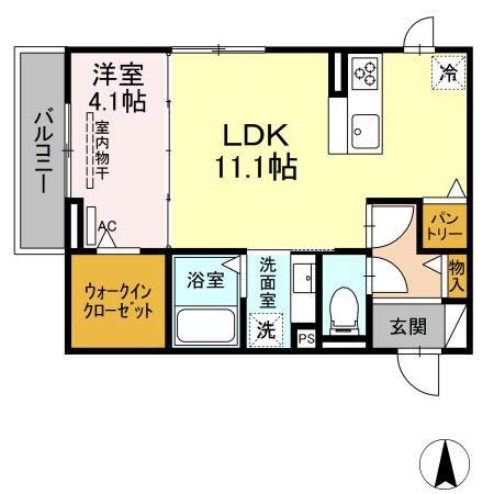 PLUM V(1LDK/2階)の間取り写真