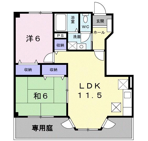 アトリオI(2LDK/1階)の間取り写真