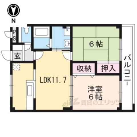 アメニティーハイツⅠ(2LDK/2階)の間取り写真