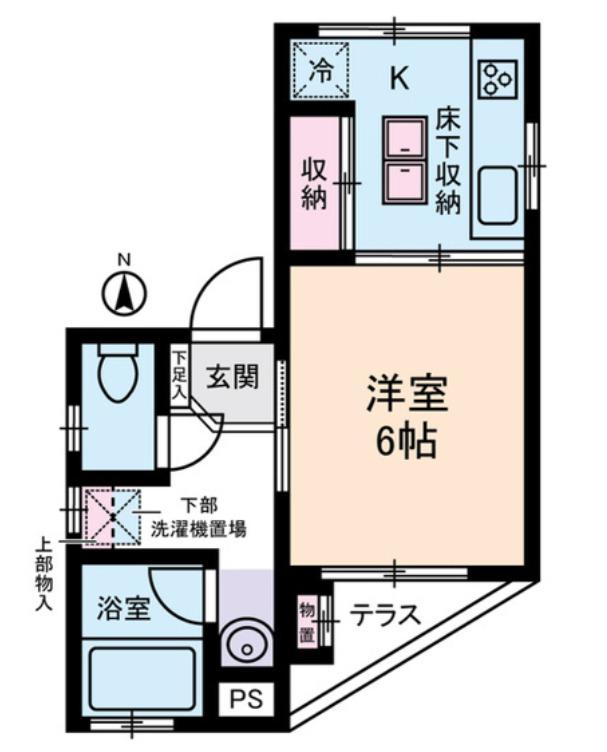 スクエア東新町(1K/1階)の間取り写真