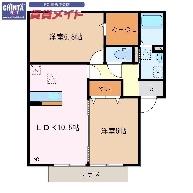 FIND BIRDIE D(2LDK/1階)の間取り写真