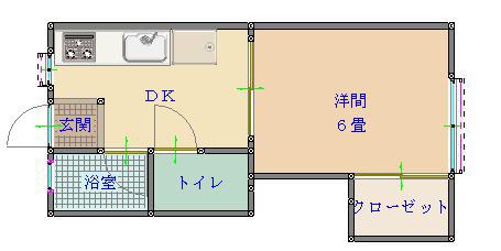 サンハイツ長嶺(1DK/1階)の間取り写真