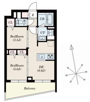 SーRESIDENCE高井戸イースト(2DK/5階)の間取り写真
