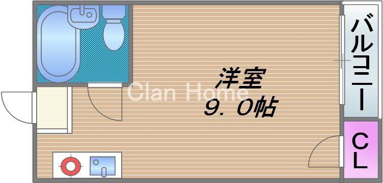 サンライズ(ワンルーム/3階)の間取り写真