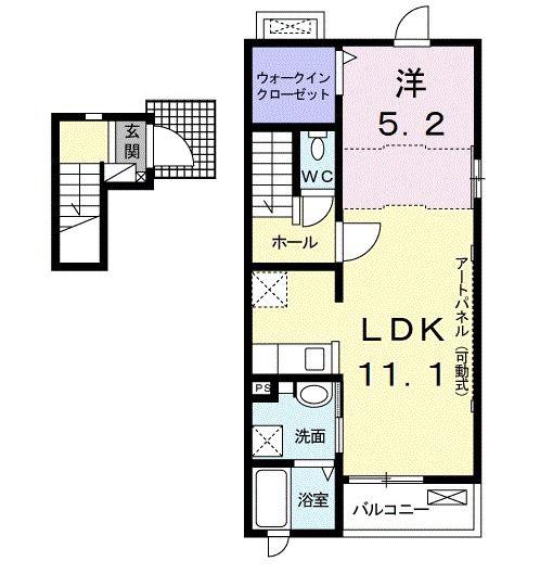 ヴィオラI(1LDK/2階)の間取り写真