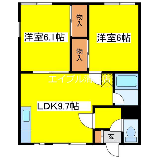 ハイツひろ(2LDK/1階)の間取り写真