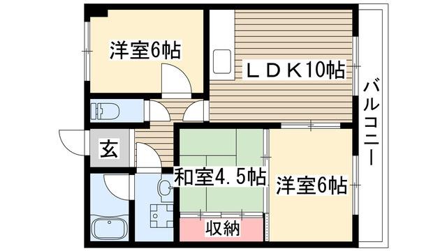 アクセスヒル(2LDK/3階)の間取り写真