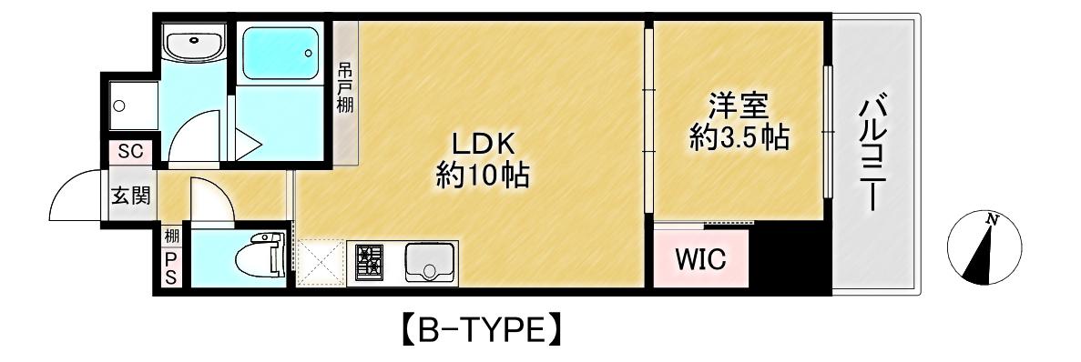 KR三宮イースト(1LDK/5階)の間取り写真