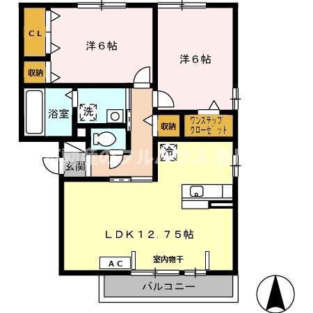 グランパティオ A棟(2LDK/2階)の間取り写真