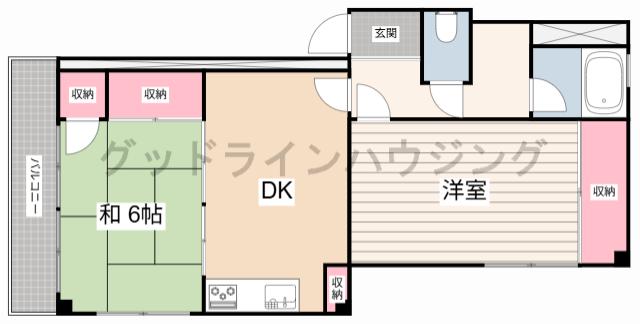 アバニティー東出口(2LDK/3階)の間取り写真