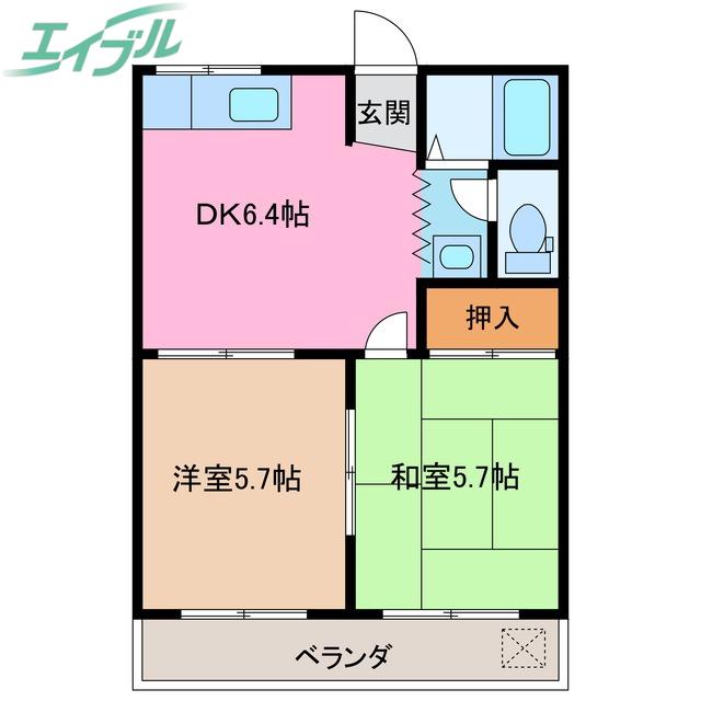 アネックス鈴木II(2DK/1階)の間取り写真