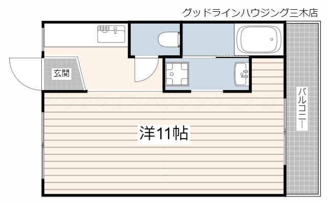 ハイツ神和(1K/2階)の間取り写真