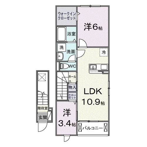 REGALEIRA(2LDK/2階)の間取り写真