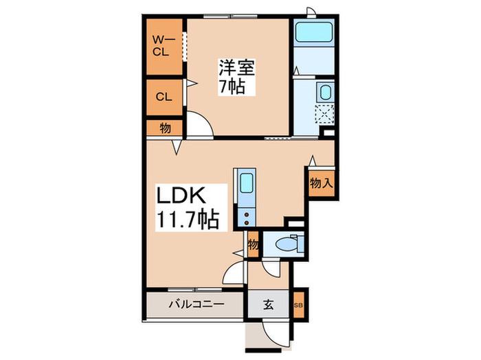 アリエル湘南(1LDK/1階)の間取り写真