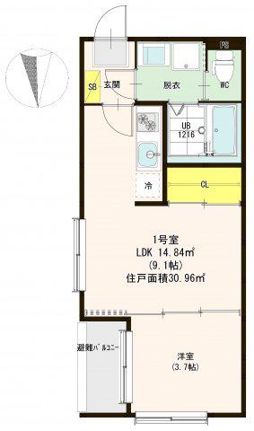 T.M.APARTMENT(1LDK/1階)の間取り写真