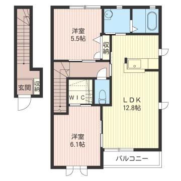 ボヌール・ブランシェ A(2LDK/2階)の間取り写真