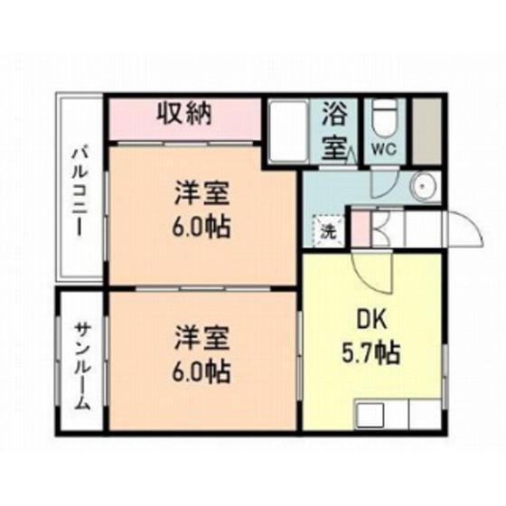 秀メゾンA棟(2DK/2階)の間取り写真