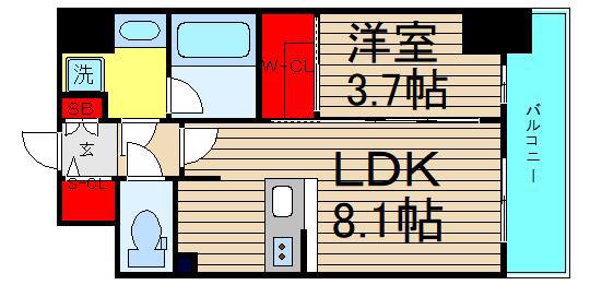 レオンコンフォート難波クレア(1LDK/4階)の間取り写真