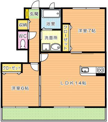 シャーメゾン花II(2LDK/1階)の間取り写真