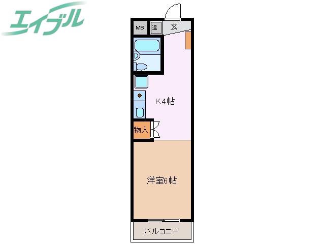 レジデンス昭和四日市(1K/7階)の間取り写真