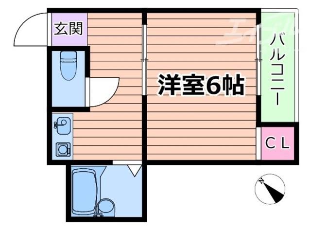 グローリーI(1K/4階)の間取り写真