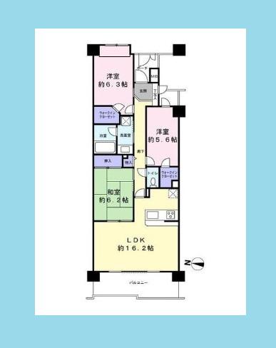朝日マンション横浜蒔田(3LDK/7階)の間取り写真