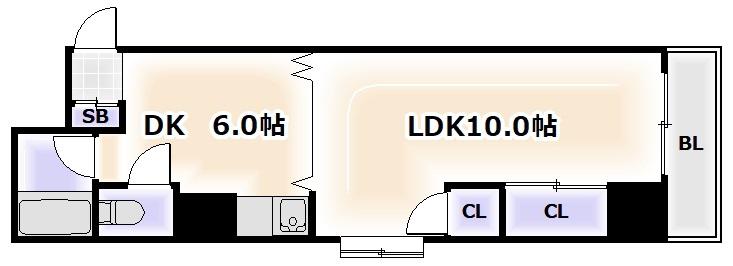 エレガントハイツ(1LDK/4階)の間取り写真
