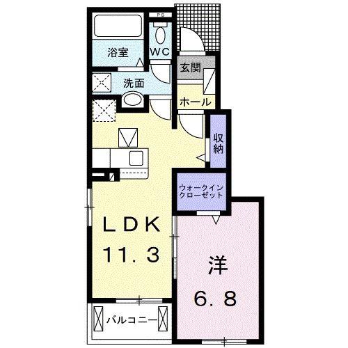 フレーシュM(1LDK/1階)の間取り写真