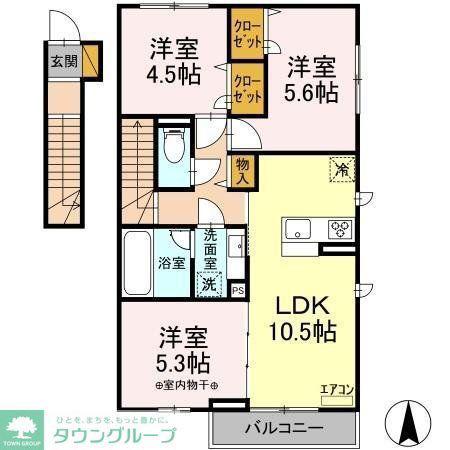 ペアージュ I(3LDK/2階)の間取り写真