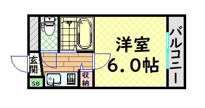 トゥリオーニ堺II(1K/2階)の間取り写真
