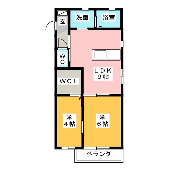 コーポみえ高角(2LDK/2階)の間取り写真